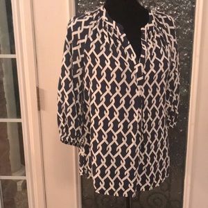 Bold Navy and White Design Top